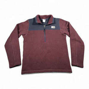North Face Gordon Lyons Sweater Adult SMALL Red Blue Fleece Pullover Half Zip
